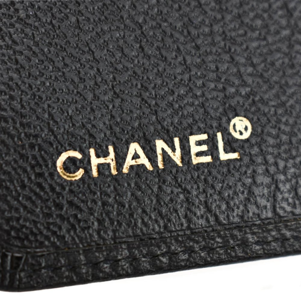 CHANEL: Black, Leather & Gold "CC" Logo Card Wallet (ol) - Picture 8 of 10
